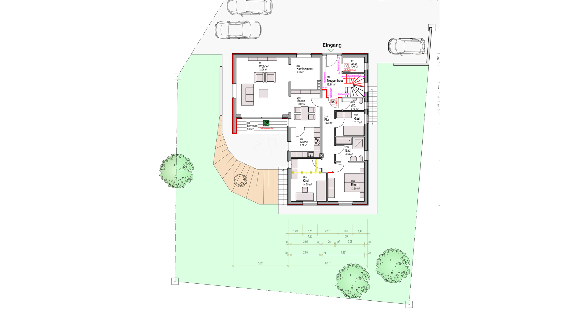 Morsbach-Alzen: Landhaus mit 3 Wohnungen und PV-Anlage, Erdgeschoss: Wohnung 119 m²